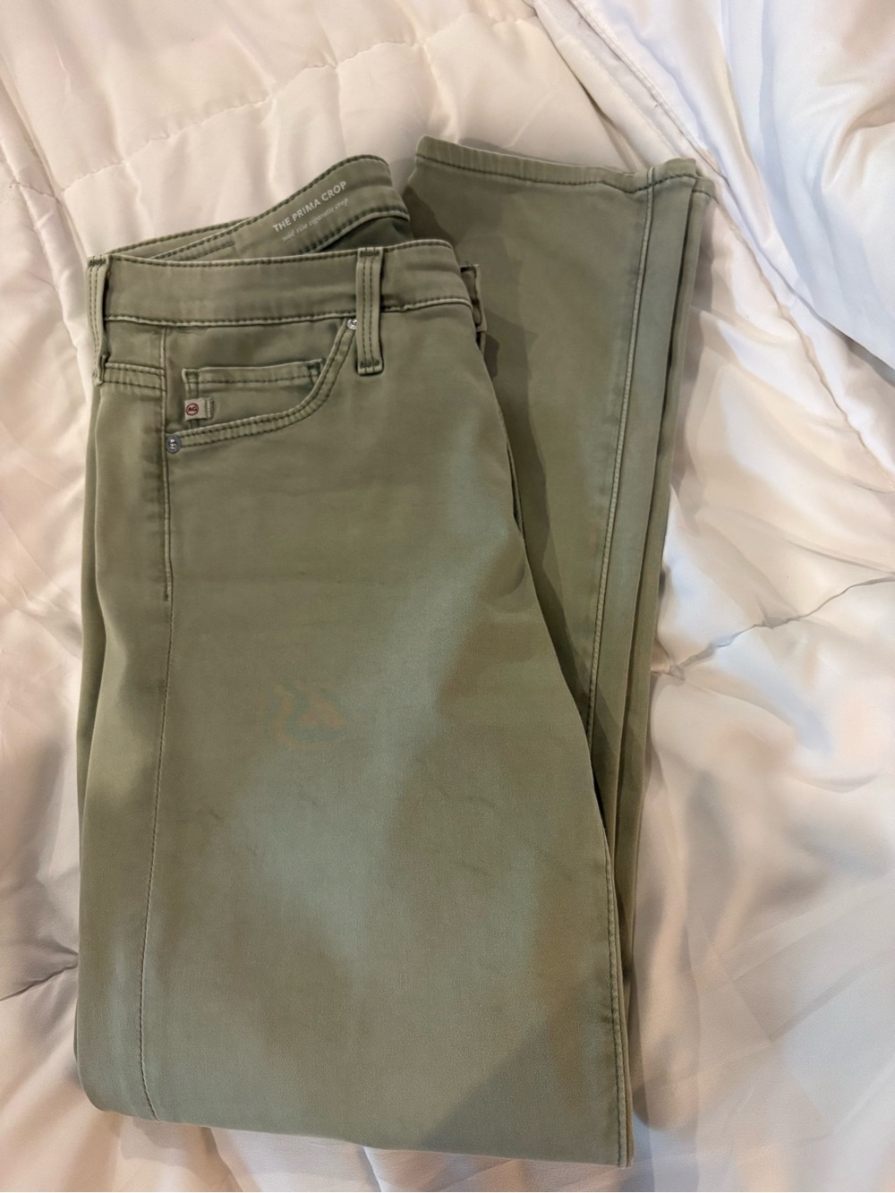 AG Adriano Goldschmied Sage Green Straight-Leg Pants